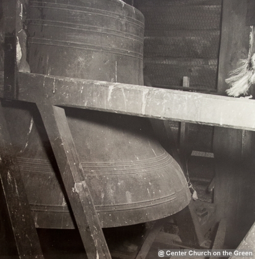 A circa 1938 photo of the 1854 replacement bell, which stood at 3'9" and was 4'6" in diameter at the flare.